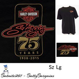 HD Sturgis 75 Years Lg T-Shirt Never Worn Black